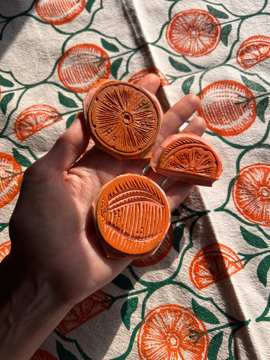 Oranges Handmade Block Printed Christmas Stocking