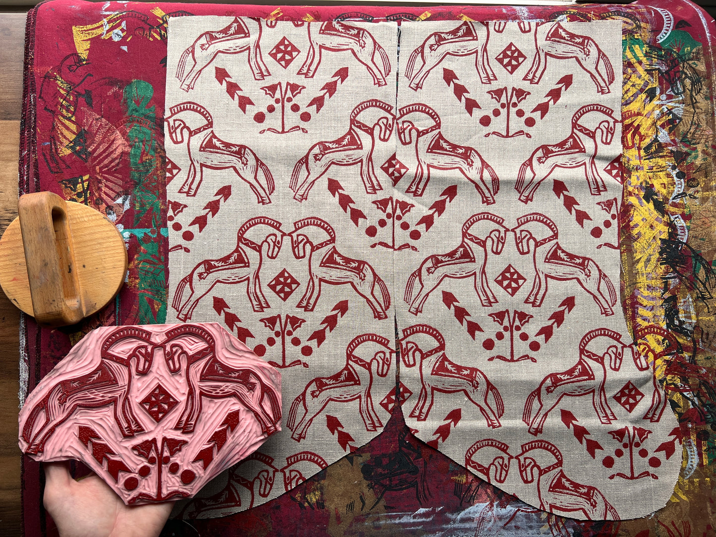Fjord Horse Block Printed Christmas Stocking - Ready to Ship