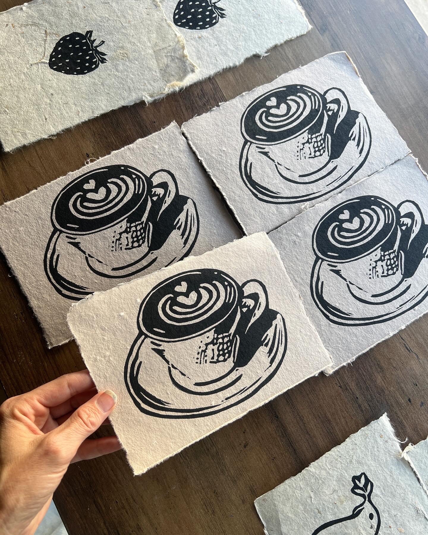 Latte Art Linocut Print