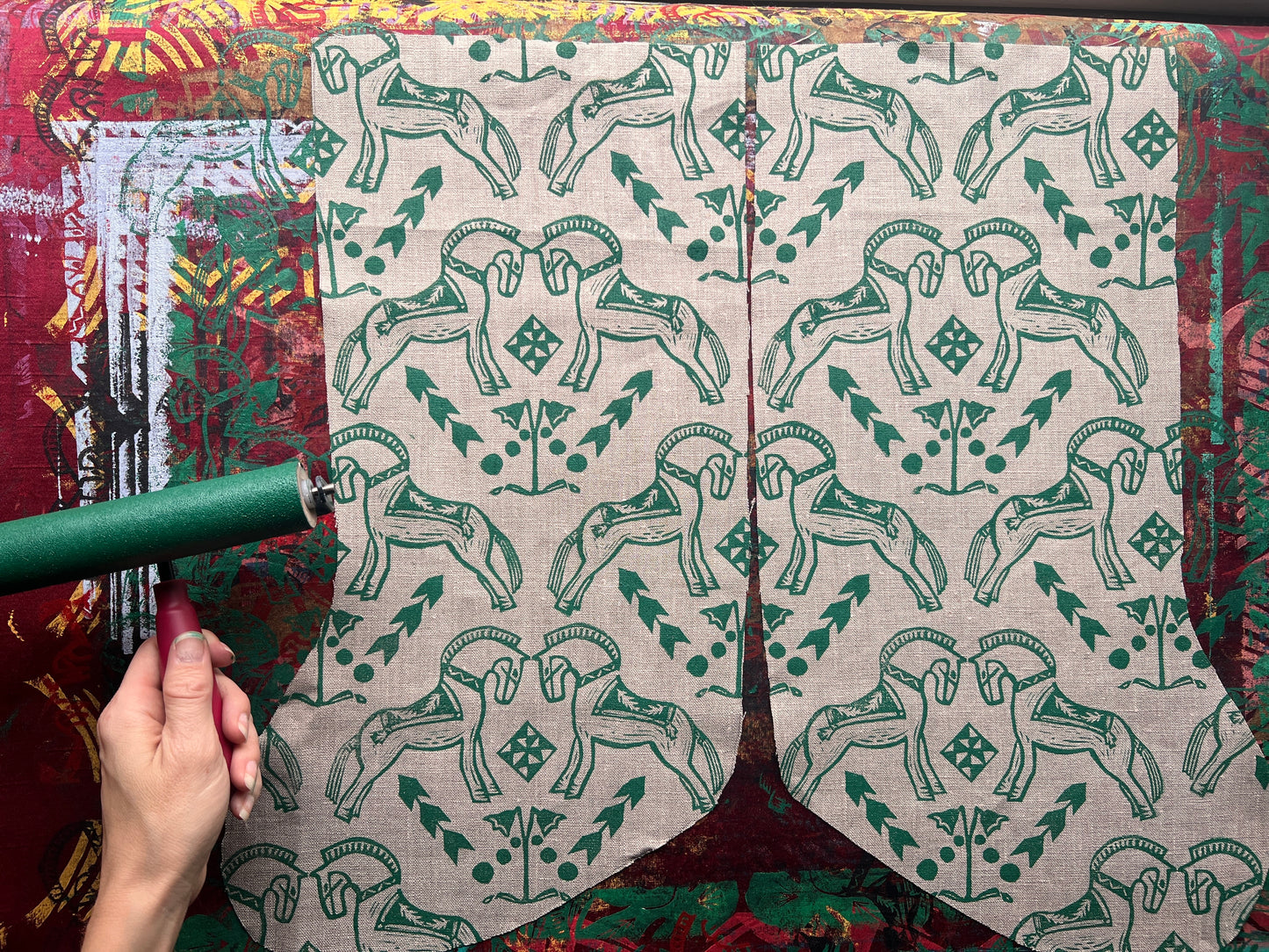 Fjord Horse Block Printed Christmas Stocking - Ready to Ship