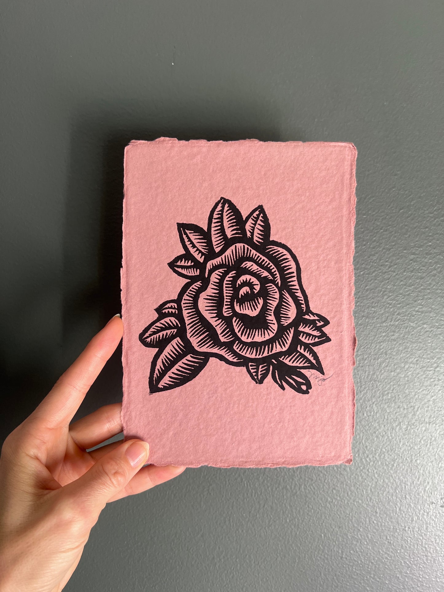 Blush Rose Linocut Print