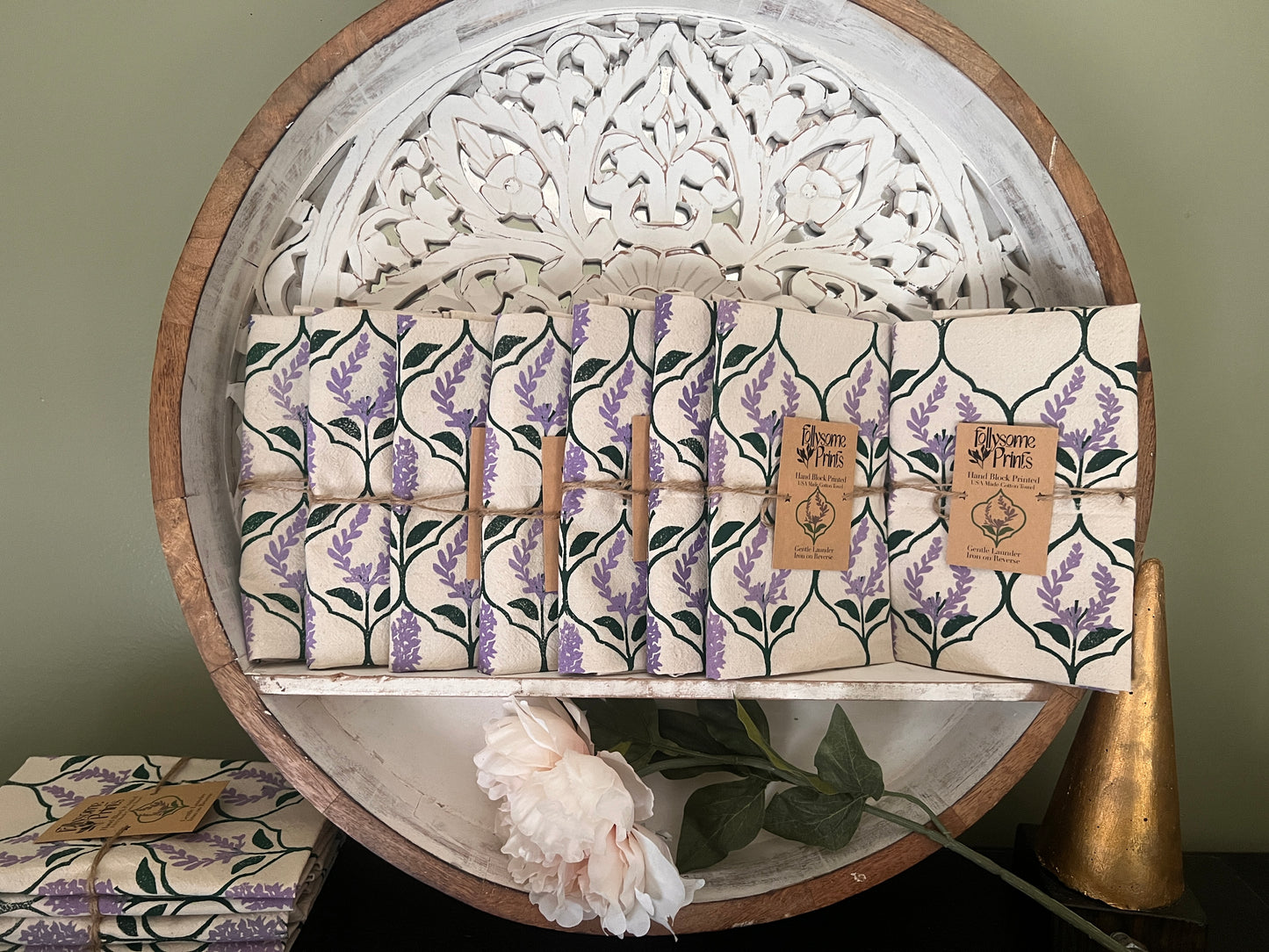 Lavender Tea Towels & Tapers