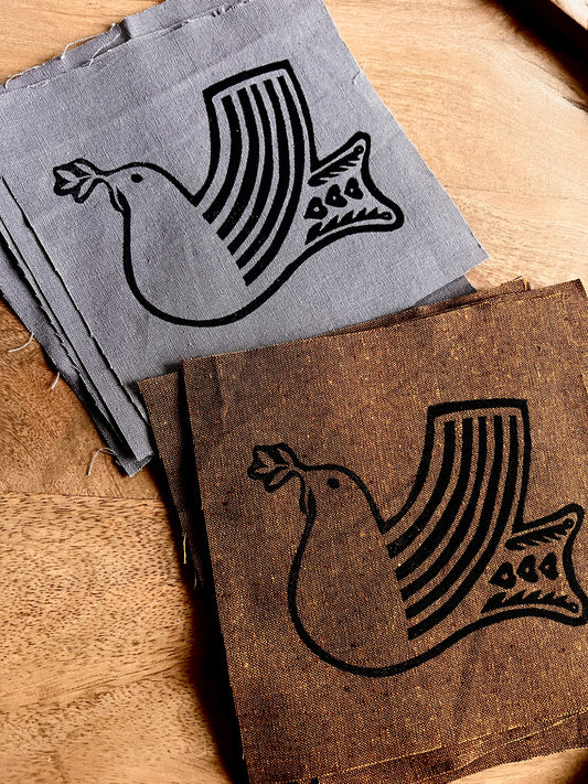Nordic Dove Block Print Patch