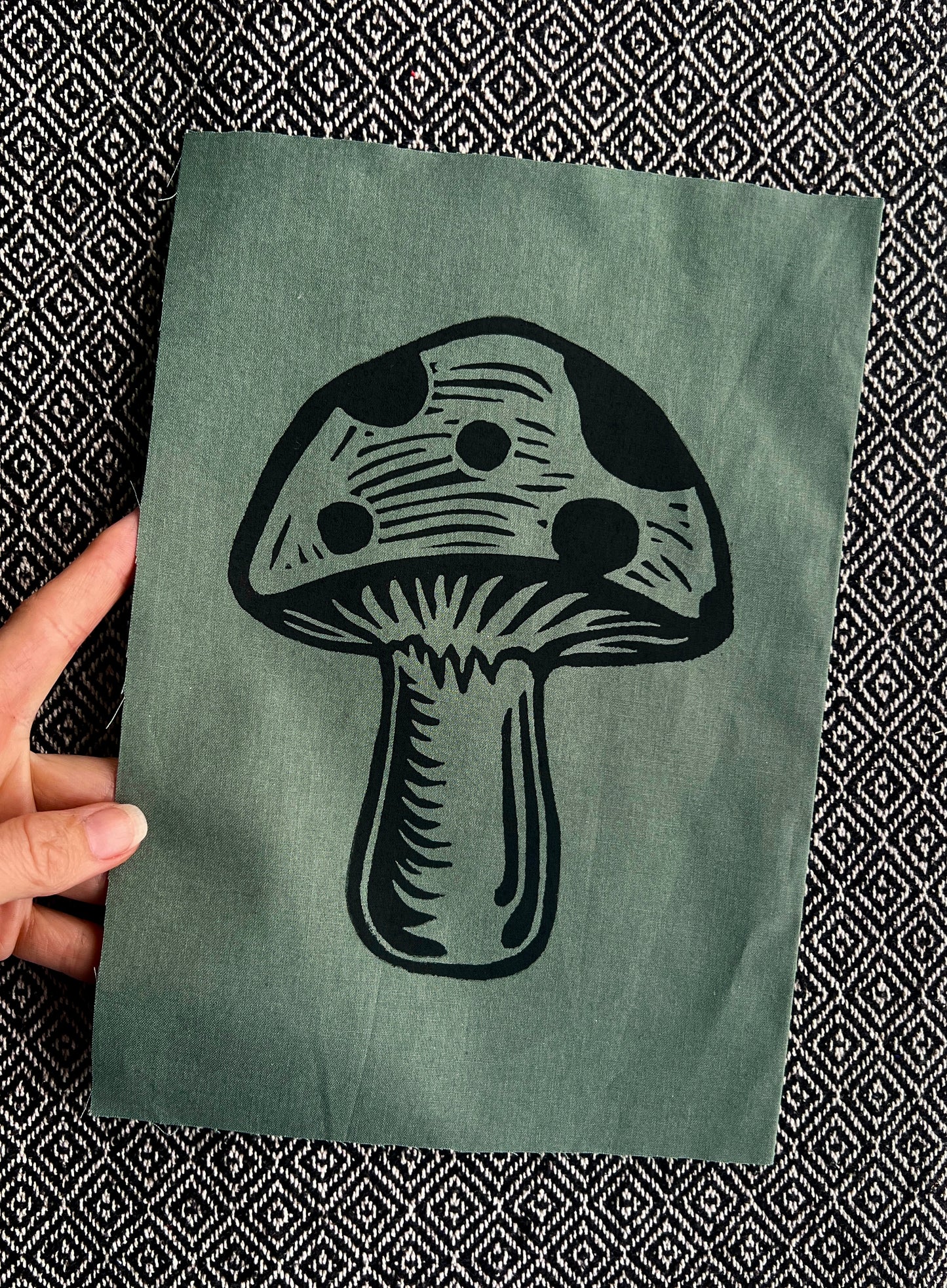 Mushroom Block Print Patch