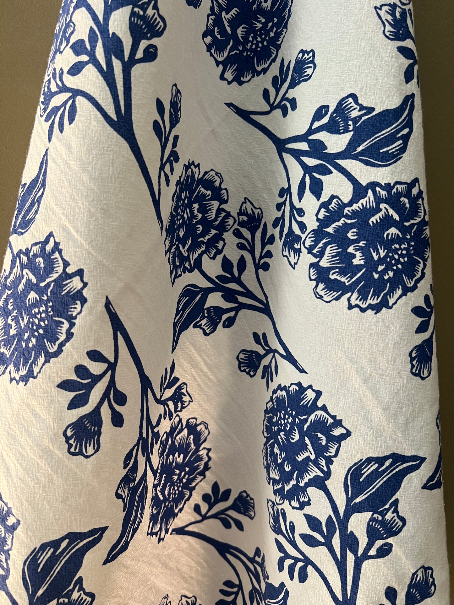 Delft Blue Marigolds Tea Towel
