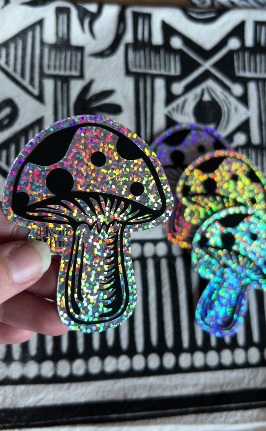 Glitter Magic Mushroom Sticker