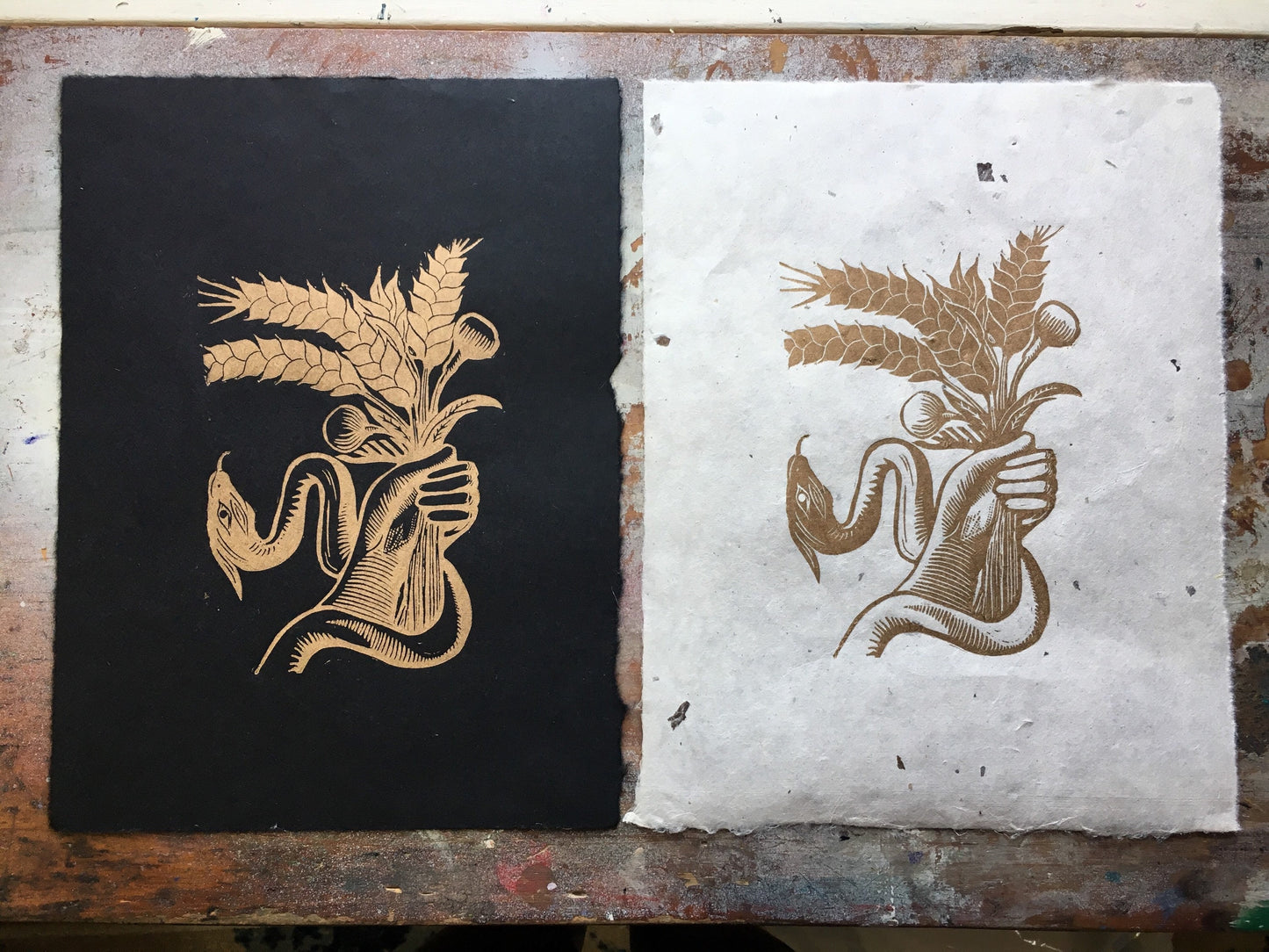 Demeter's Holy Grain Linocut