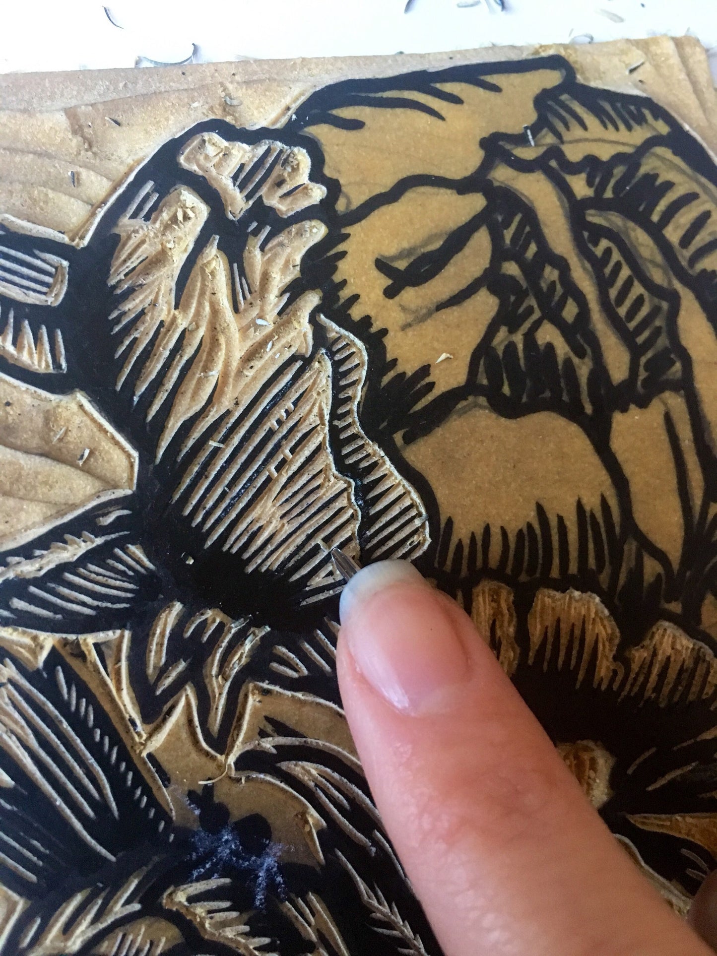 Peonies in Bloom Linocut