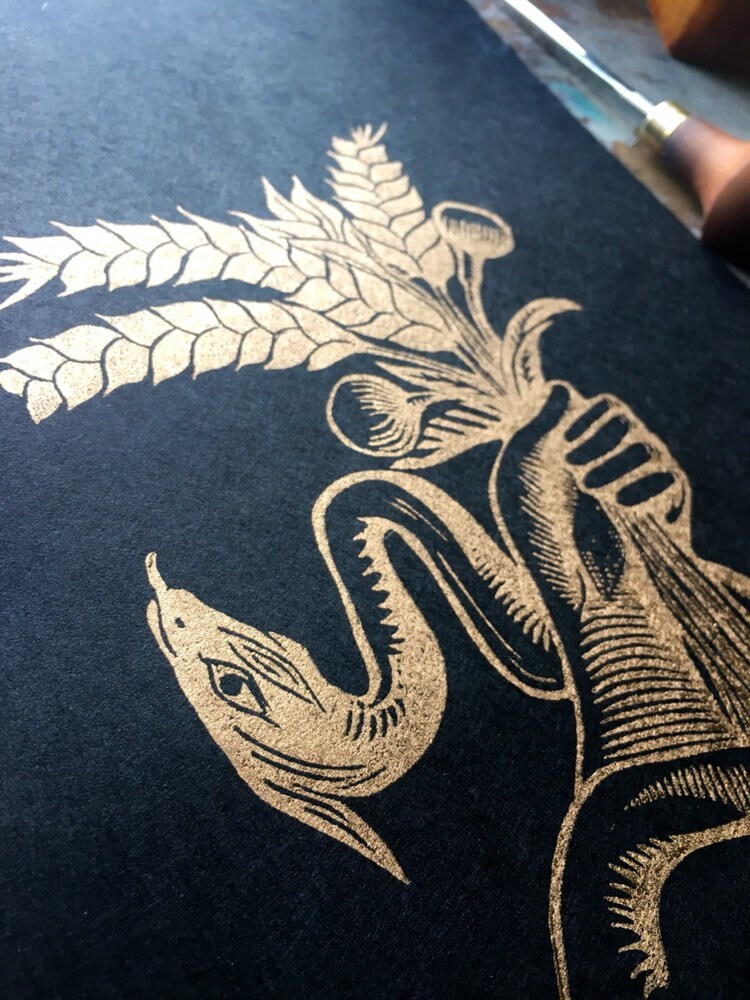 Demeter's Holy Grain Linocut