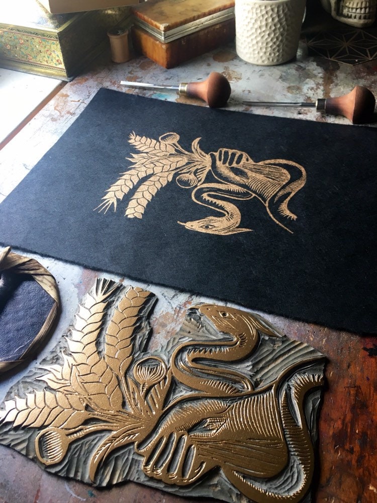 Demeter's Holy Grain Linocut