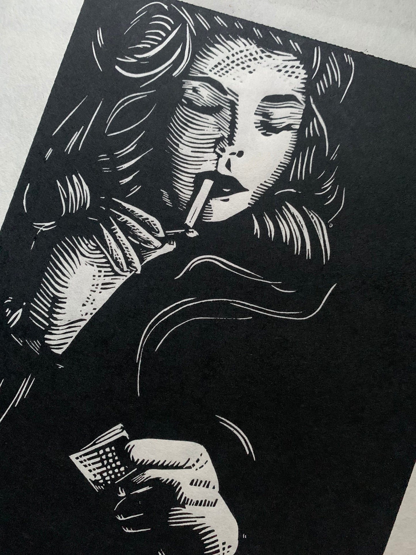 Lauren Bacall “Let it Burn” Linocut