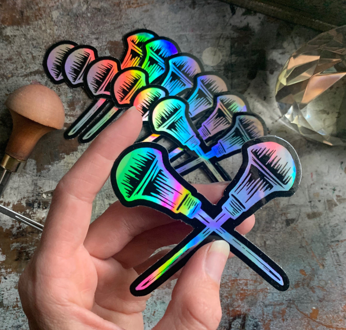 Crossed Carvers Holographic Sticker