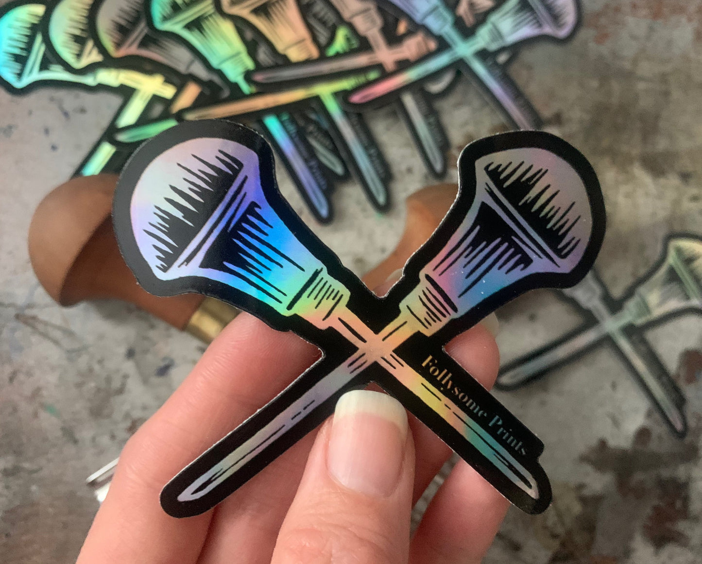 Crossed Carvers Holographic Sticker