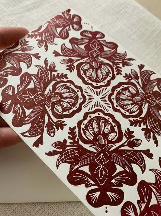 Letterpress Cards -  Rust Red Rosemaling