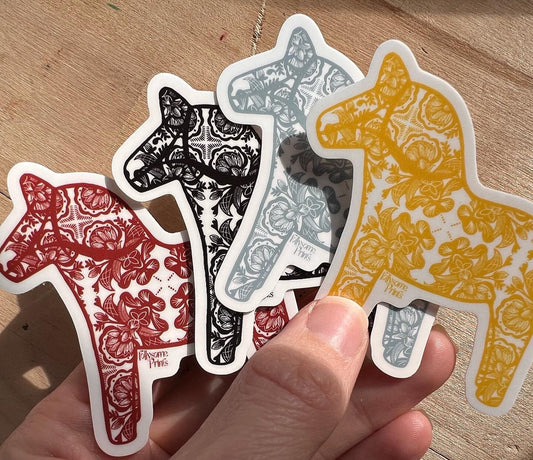 Rosemaling Dala Horse Sticker Set of 4