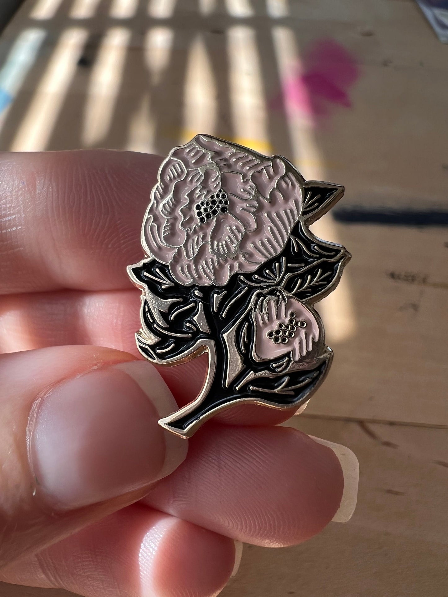 Peonies in Bloom Enamel Pin