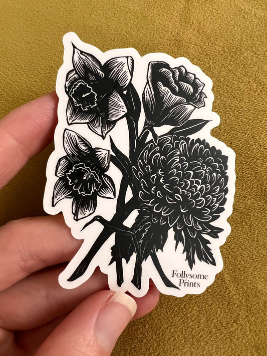 Botanical Linocut Sticker