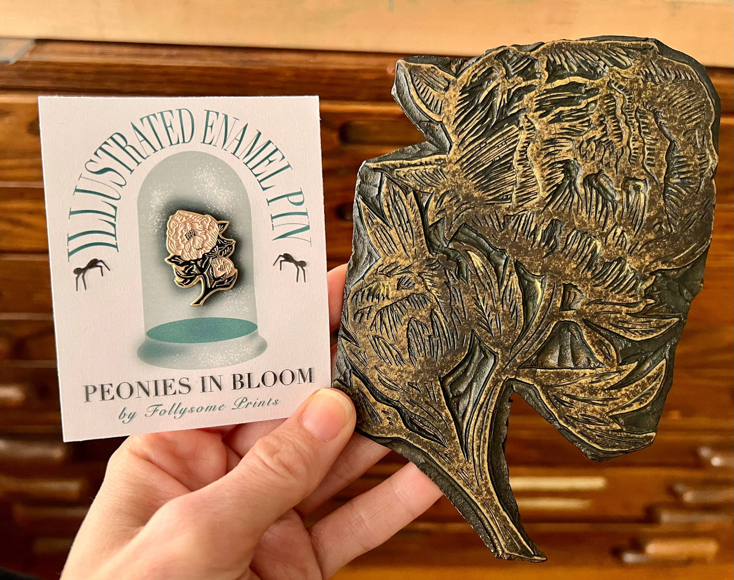 Peonies in Bloom Enamel Pin