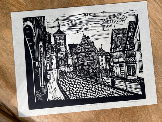 Rothenburg ob der Tauber Linocut