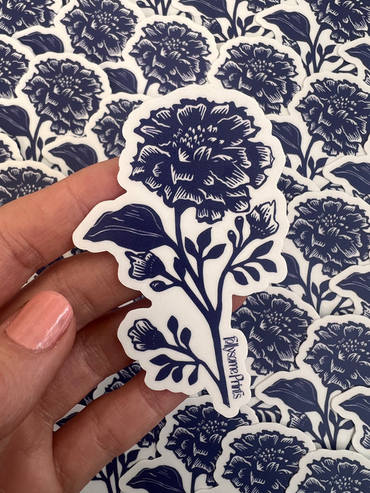 Marigold in Delft Blue Sticker