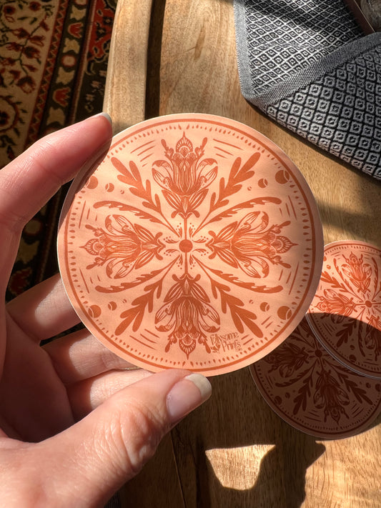 Autumn Rosemaling Circle Sticker