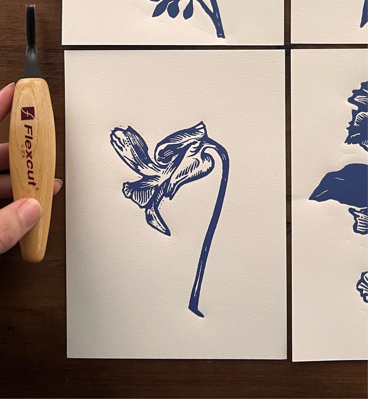 Violet - February Birth Flower - Linocut Print