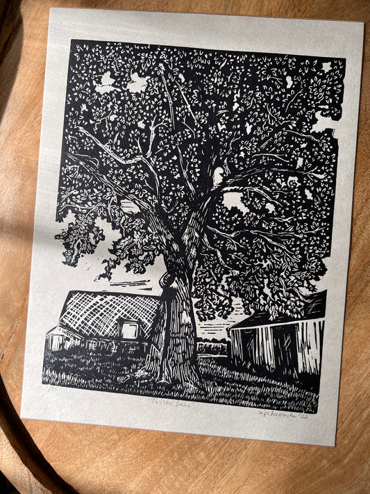 Twisted Oaks Linocut