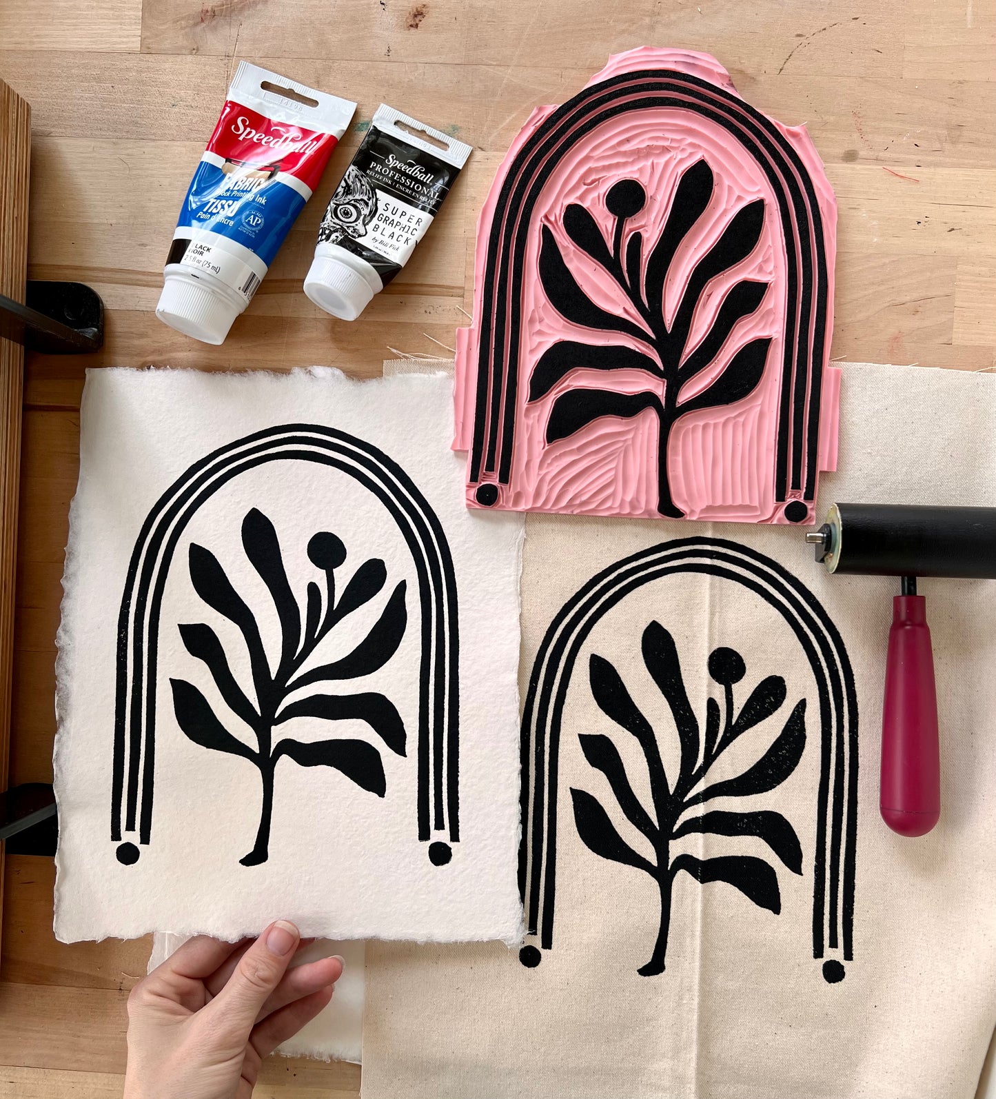 Sacred Growth Linocut