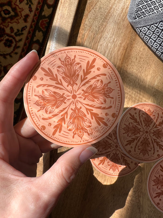 Autumn Rosemaling Circle Sticker
