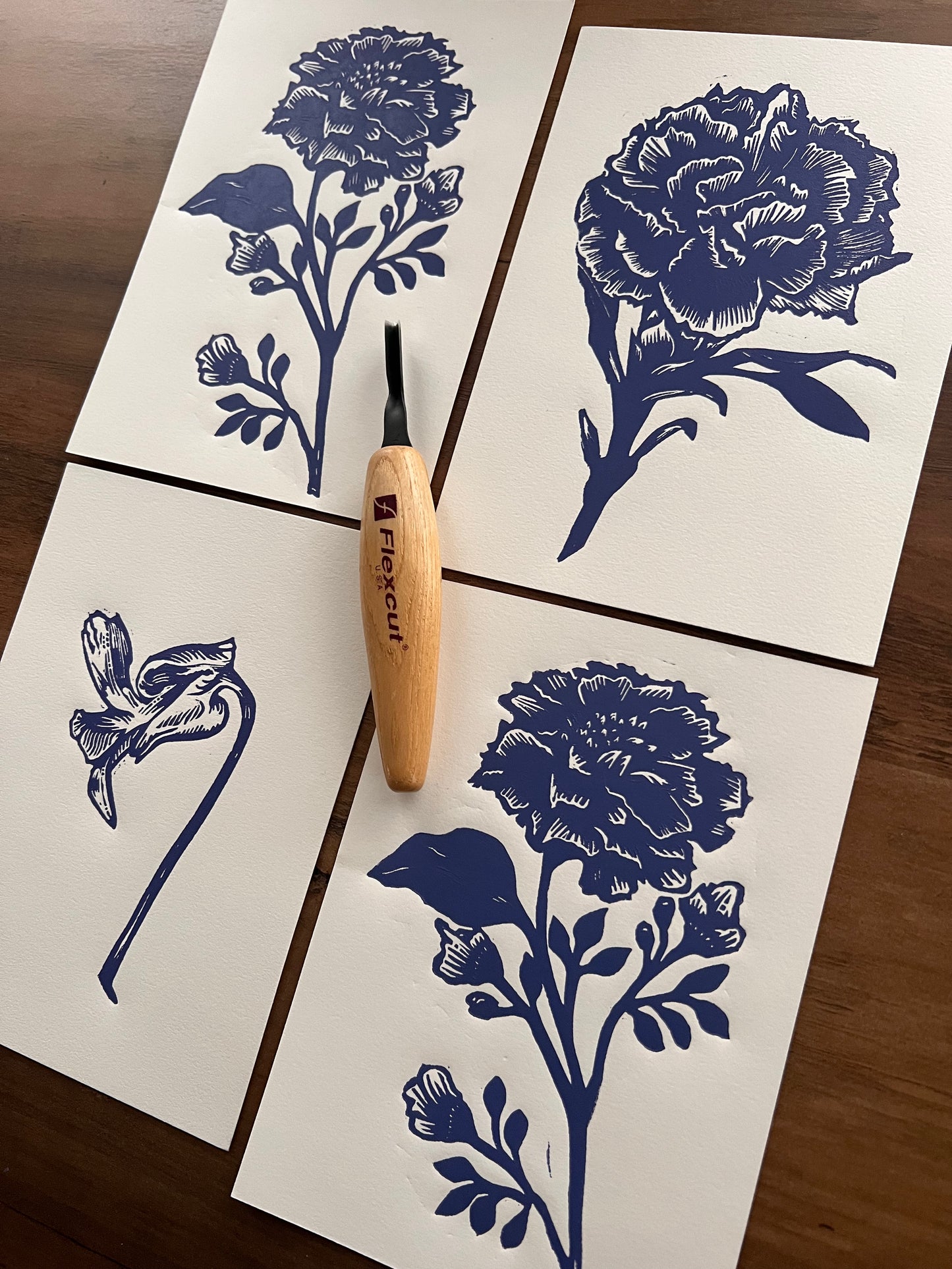 Violet - February Birth Flower - Linocut Print
