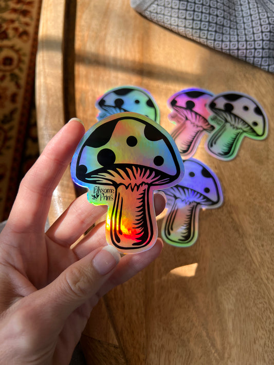 Mushroom Holographic Sticker