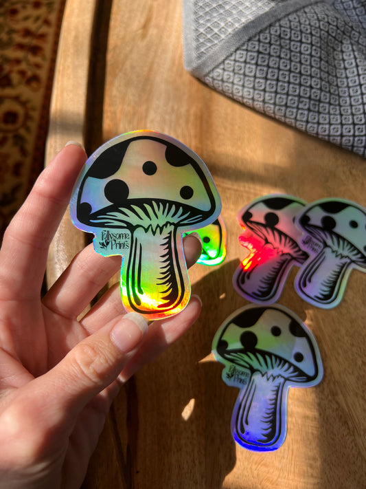 Mushroom Holographic Sticker