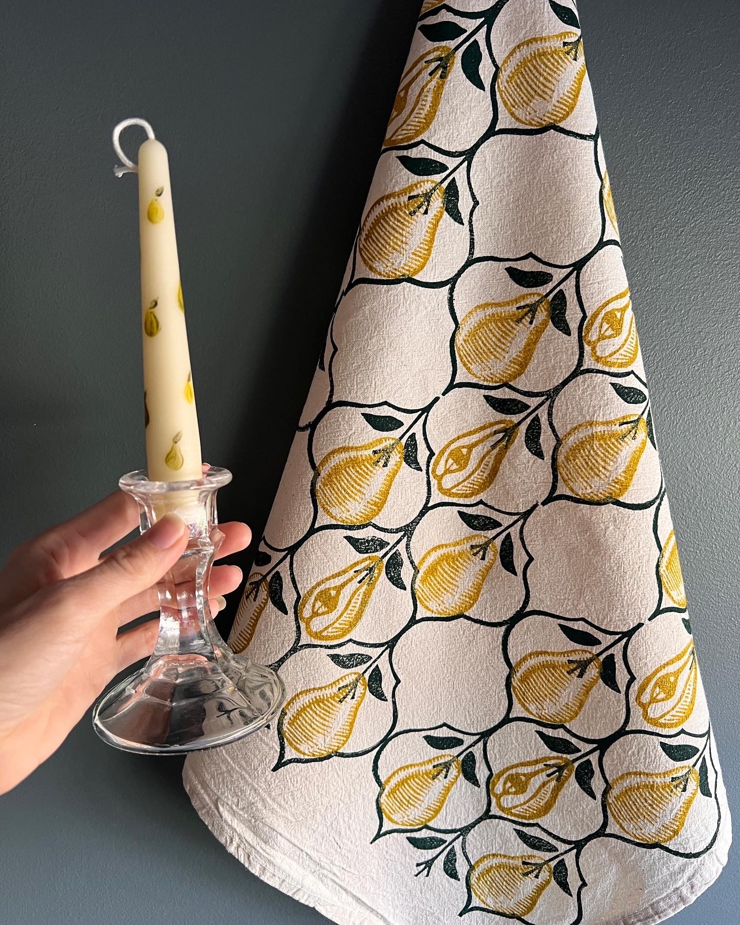 Golden Pear Tea Towels & Tapers