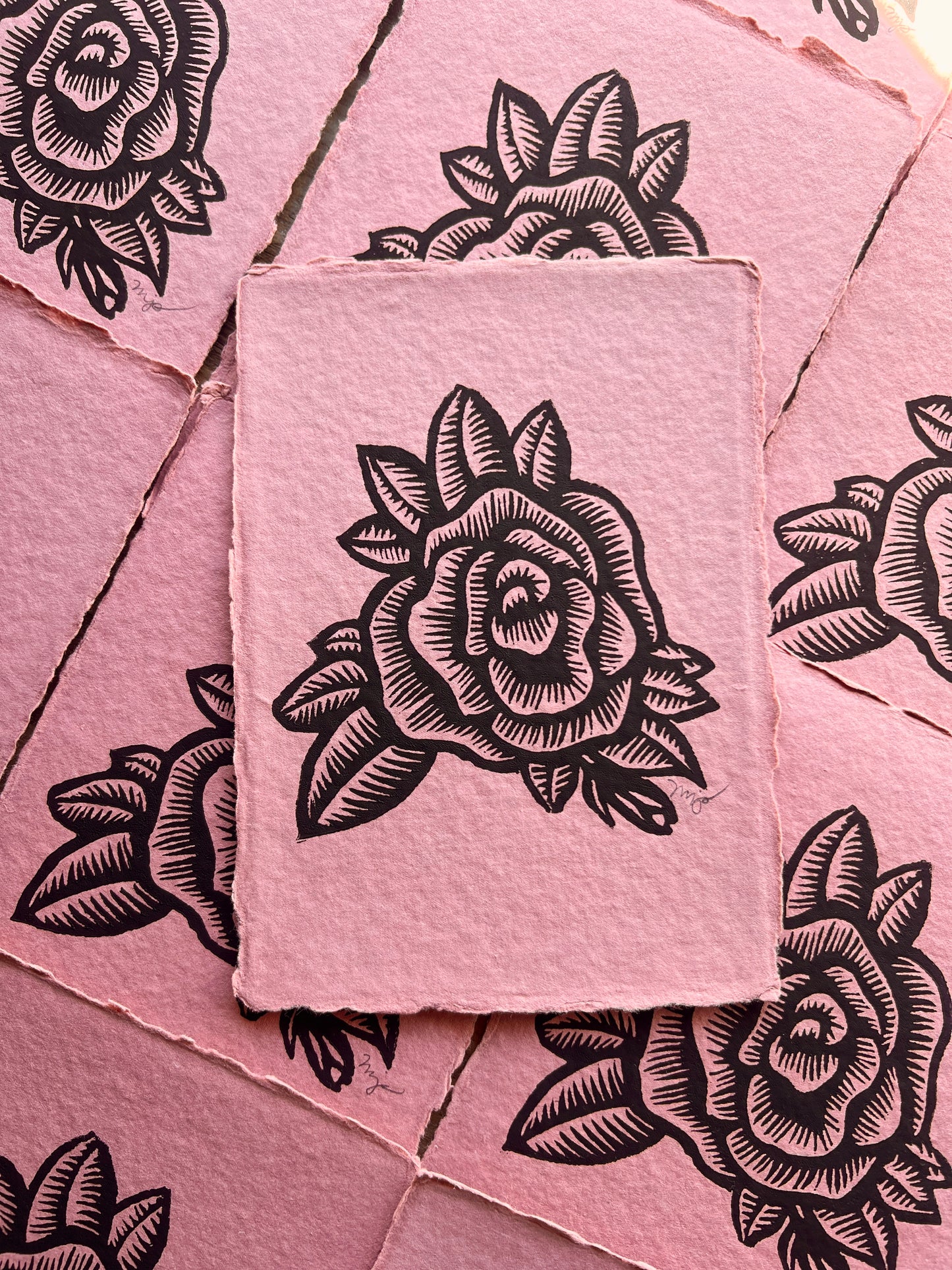 Blush Rose Linocut Print