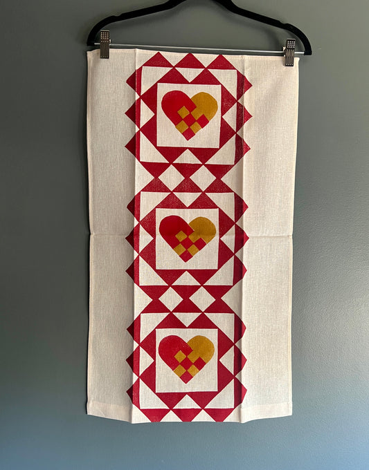 Heart Quilt Linen Hand Towel