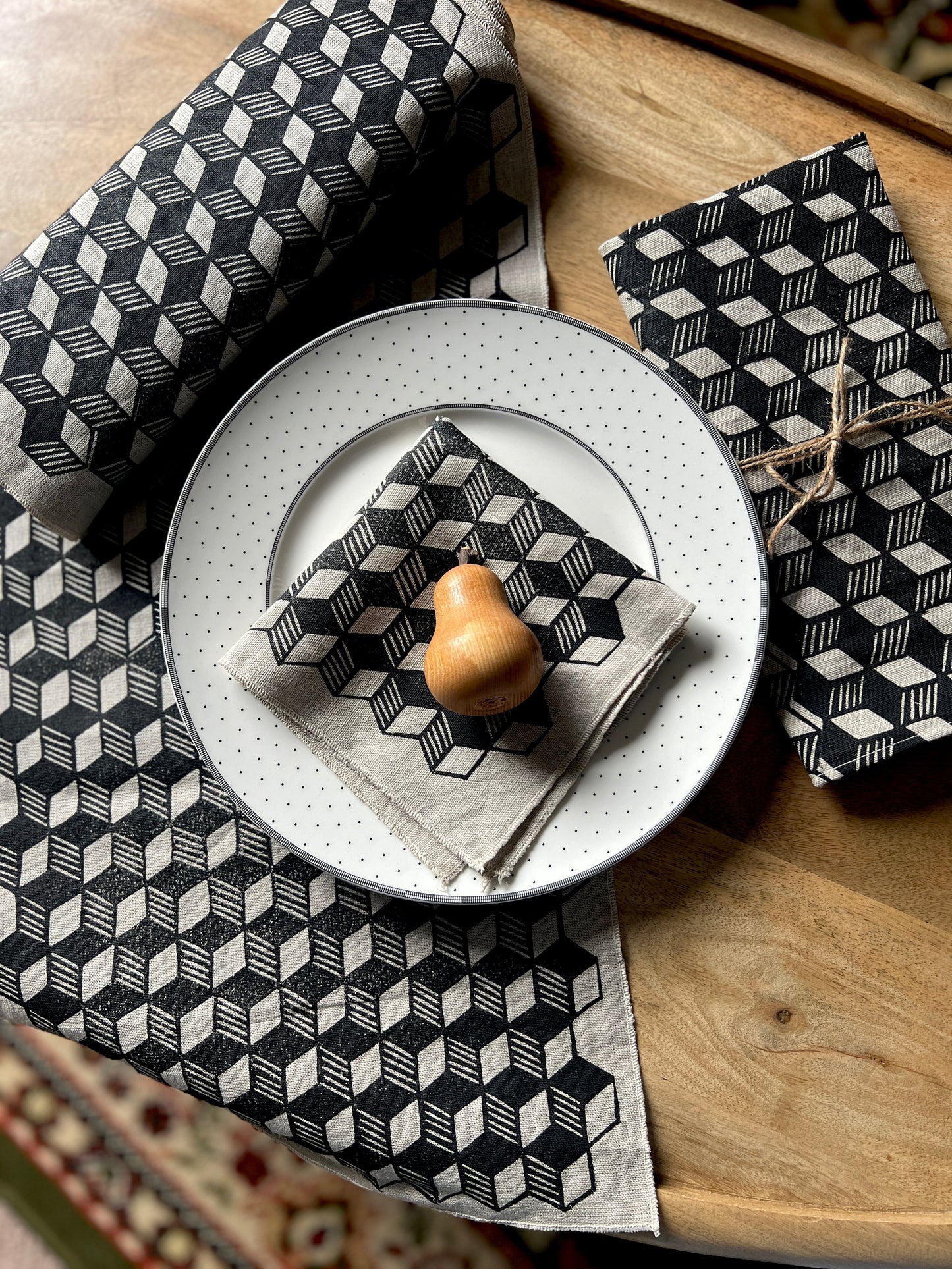 Tumbling Blocks Linen Napkins