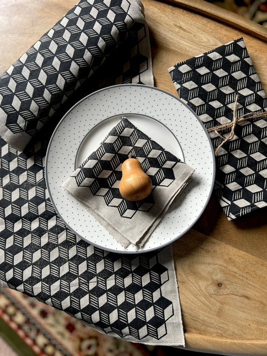 Tumbling Blocks Linen Napkins