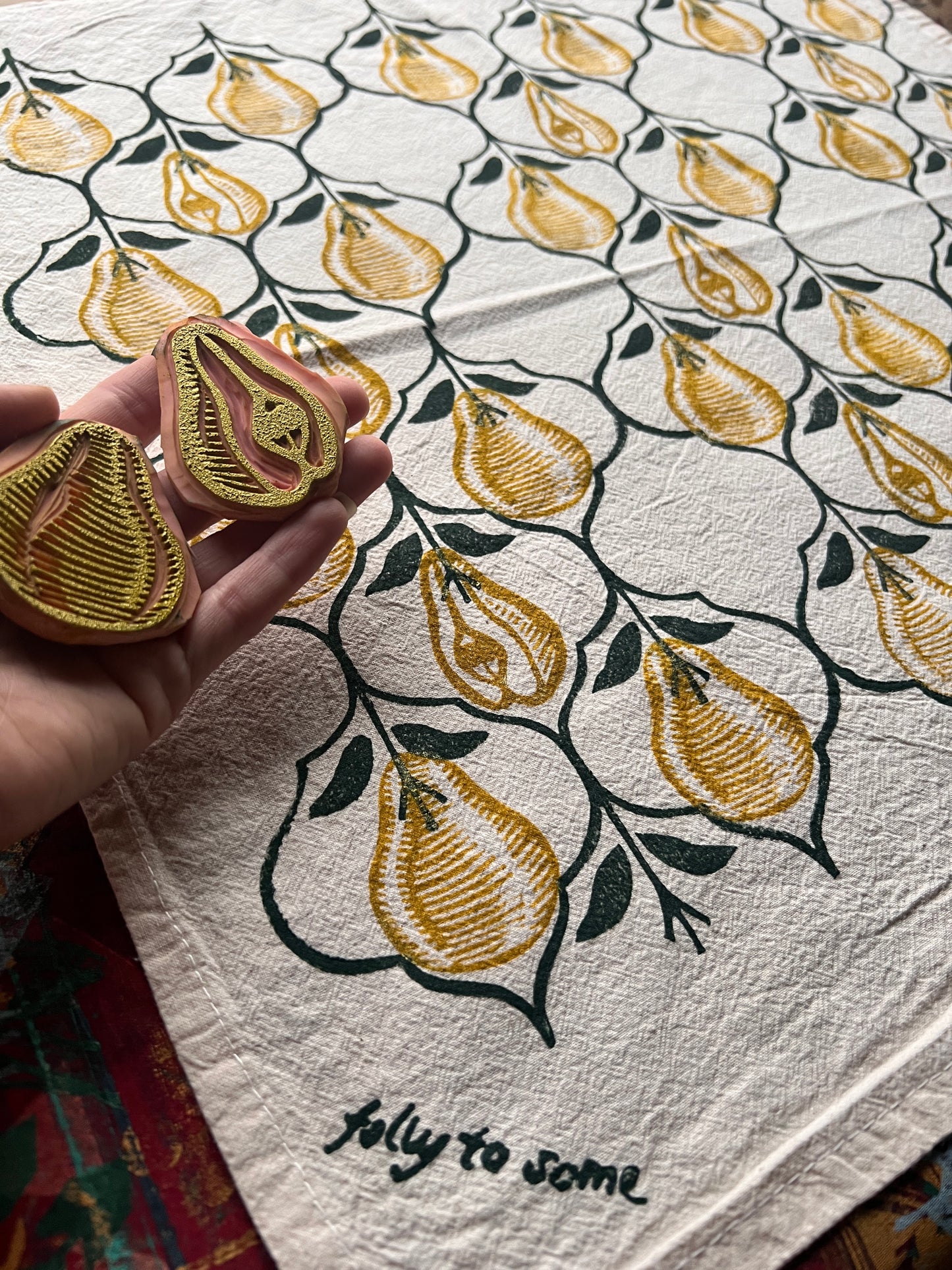 Golden Pear Tea Towels & Tapers