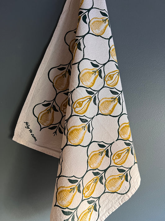 Golden Pear Tea Towels & Tapers