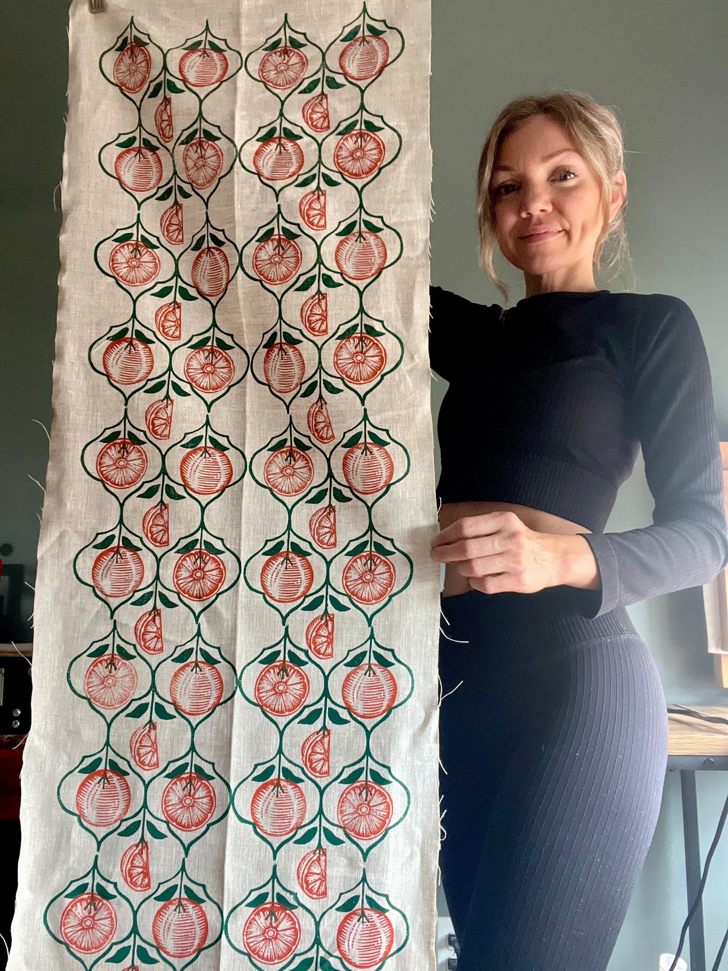 Oranges Handmade Block Printed Christmas Stocking