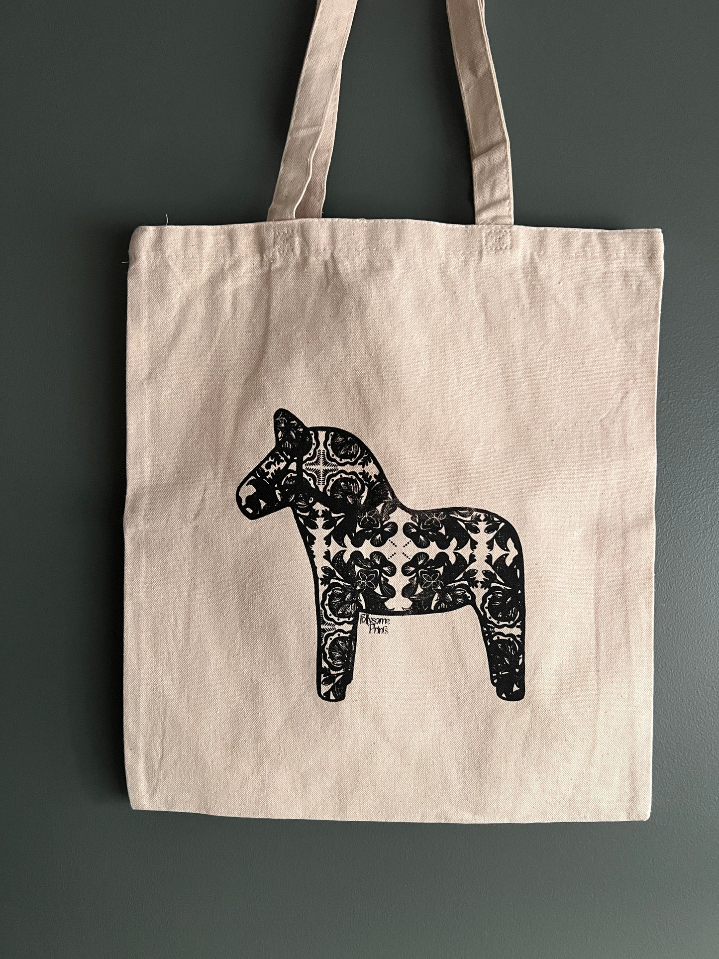 MISPRINT Dala Horse Canvas Tote (w/ Enamel Pin Included)