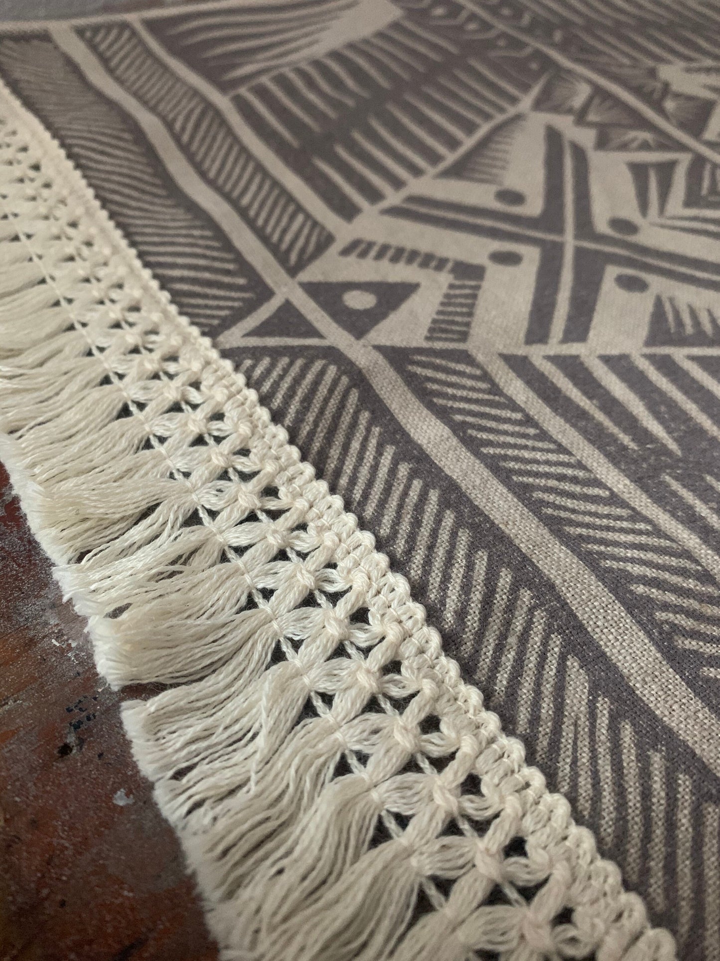 Boho Linen Table Runner