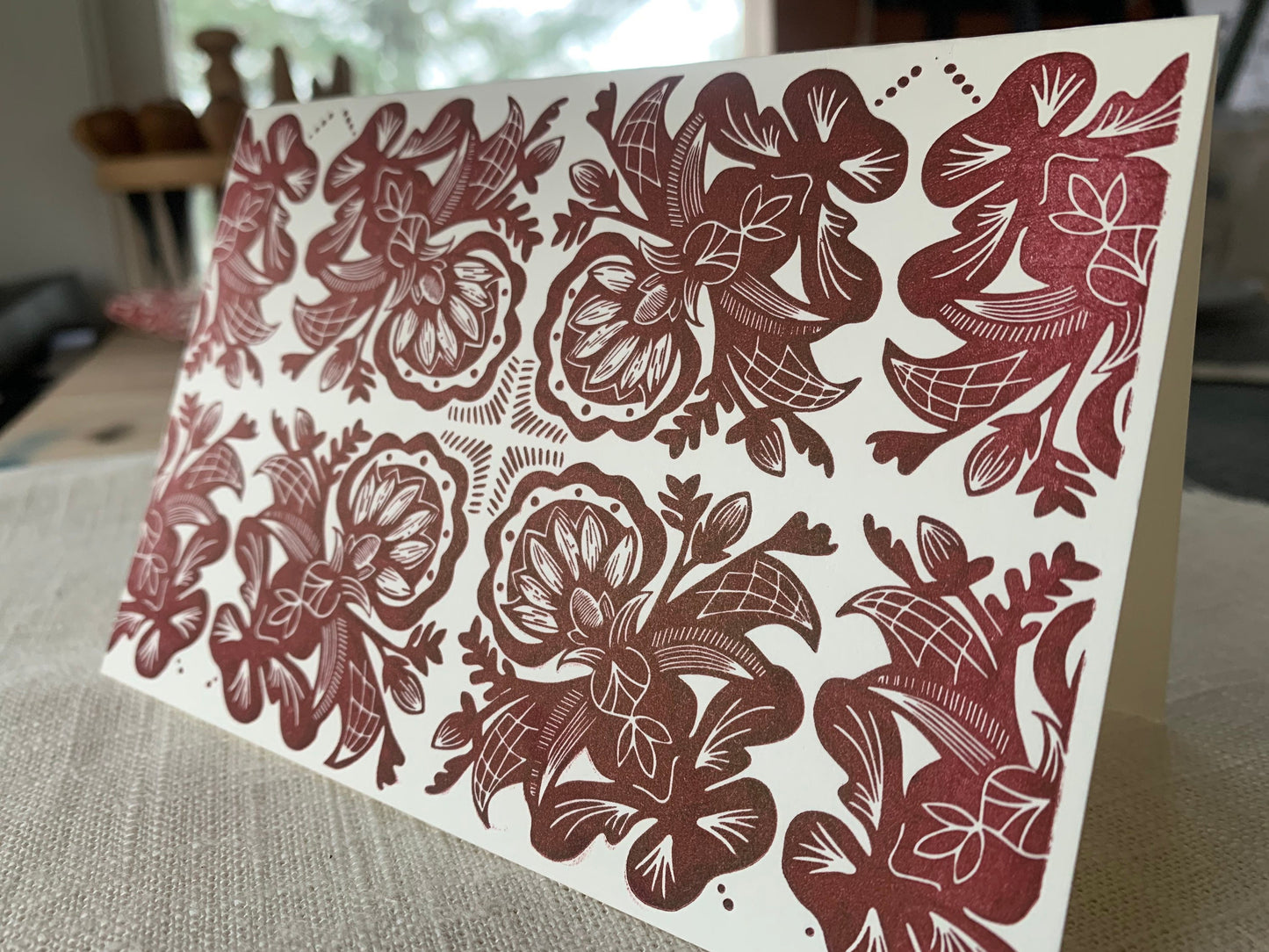 Letterpress Cards -  Rust Red Rosemaling