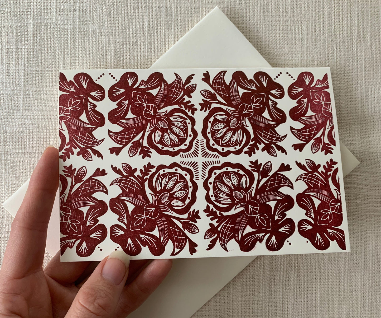Letterpress Cards -  Rust Red Rosemaling