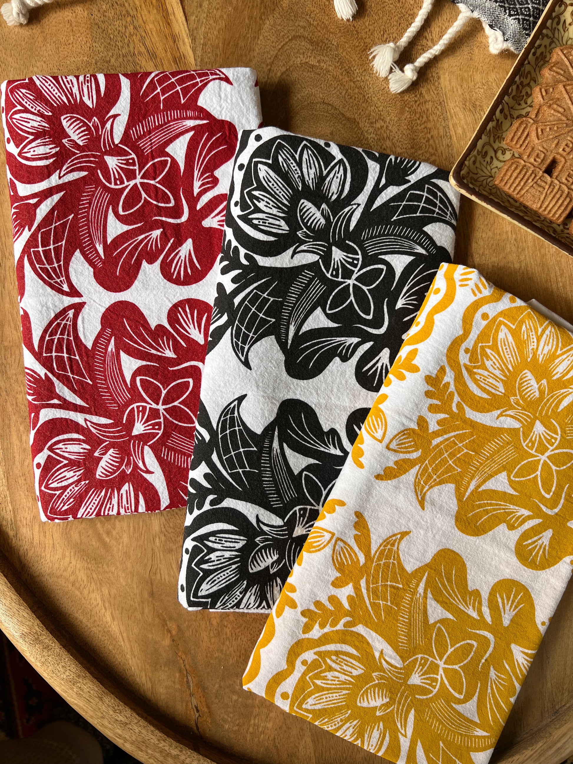 Cotton Twill Floral Kitchen Towels - Set of 2