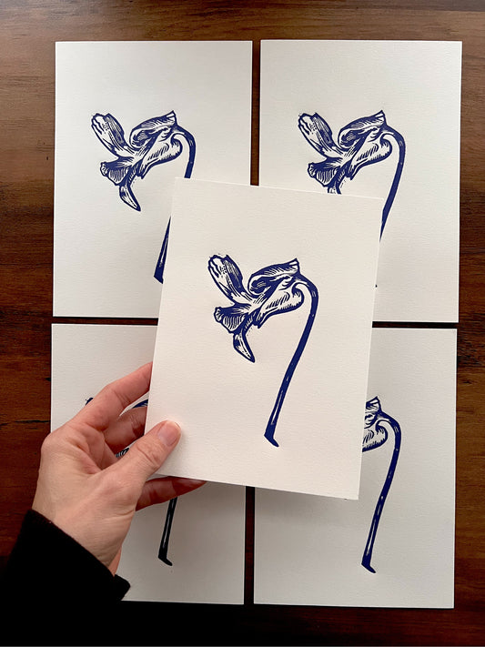 Violet - February Birth Flower - Linocut Print