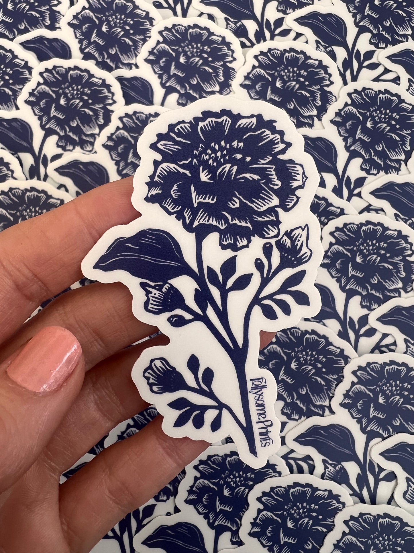 Marigold in Delft Blue Sticker